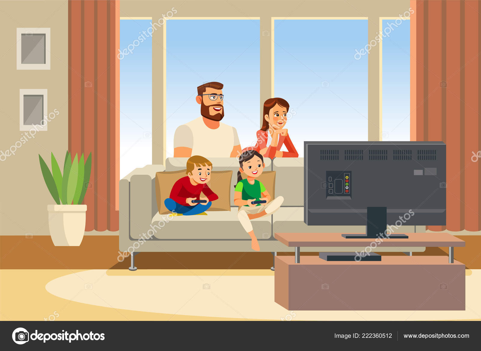 Happy Family Day Out Cartoon Vector Illustration Stock Vector by