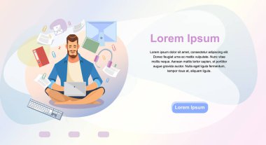 Bilgisayarda bulunan bulut karikatür vektör afiş çalışması