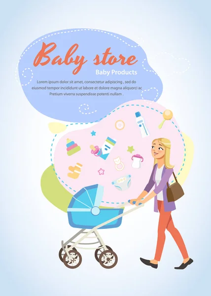 Baby Store vertikala tecknade vektor affisch eller Flyer — Stock vektor