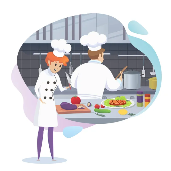 Culinary Concept Illustration Restaurant Business. Banner Vector Cartoon  Character Master Shef Cook Holding Ready Dish For Issuing Restaurant  Visitor Against Background Their Workplace Royalty Free SVG, Cliparts,  Vectors, and Stock Illustration. Image