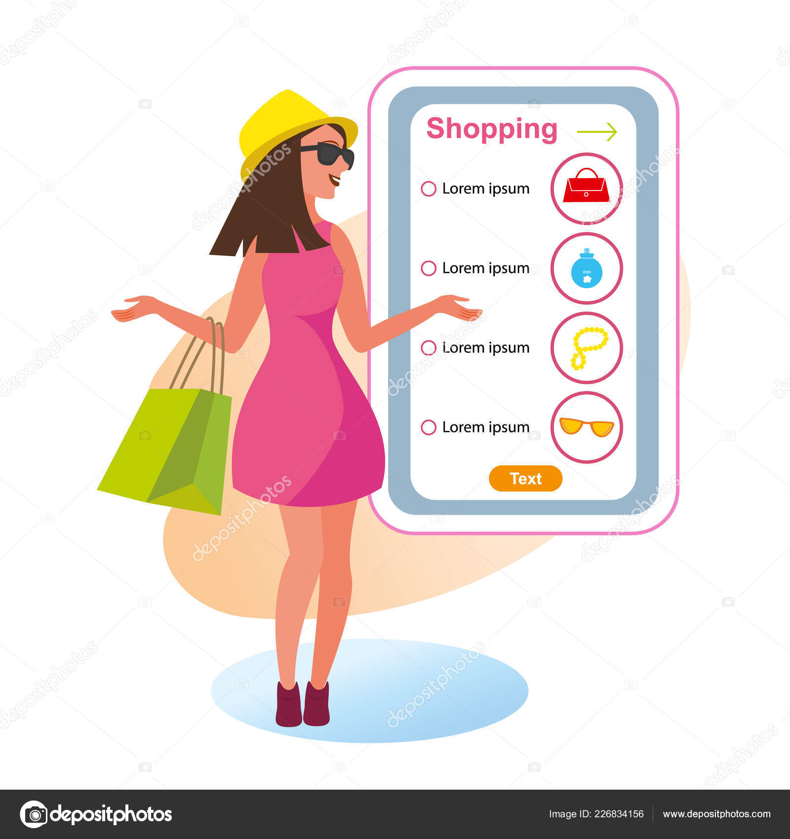 The Concept girlfriends Shopping in the Style Shop Stock Vector by