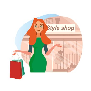 Kavramı kız stil dükkanda alışveriş