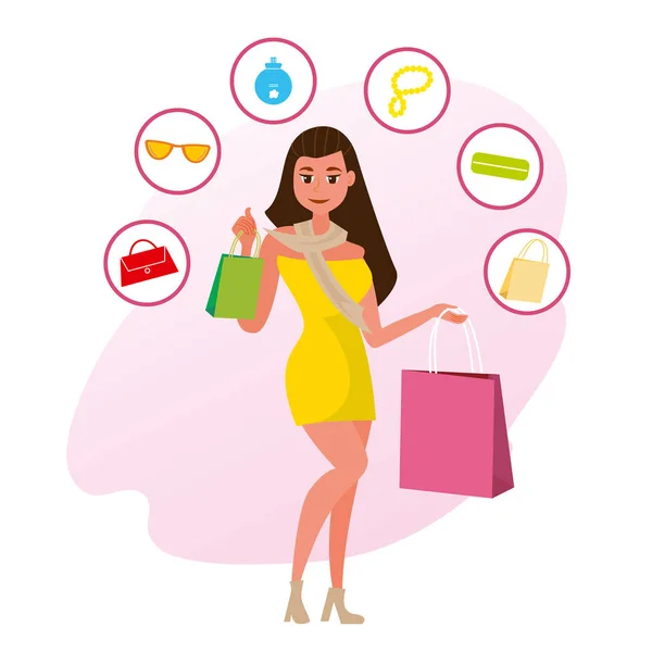 The Concept girlfriends Shopping in the Style Shop — Stock Vector