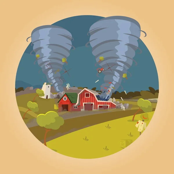 Immagine di disegno vettoriale il tornado distruttivo — Vettoriale Stock