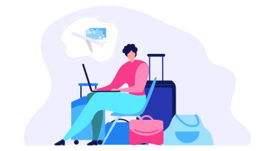 Sipariş havayolu bilet Online düz vektör kavramı