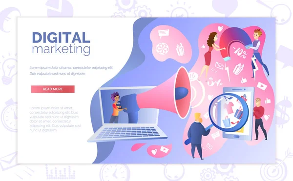 Modèle vectoriel de site Web de service de marketing numérique — Image vectorielle