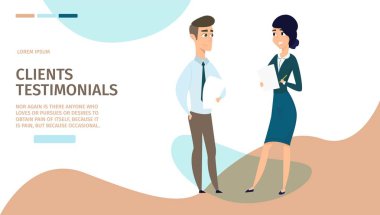 İstemcilerin Referansları karikatür vektör Web Banner