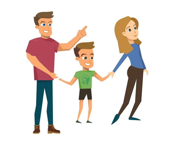 Vector εικονογράφηση κινουμένων σχεδίων ευτυχισμένη οικογένεια έννοια — Διανυσματικό Αρχείο