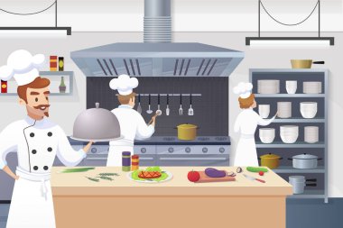 Mutfak konsept illüstrasyon restoran iş vektör