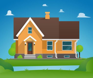 Vektör çizim karikatür konut Townhouse