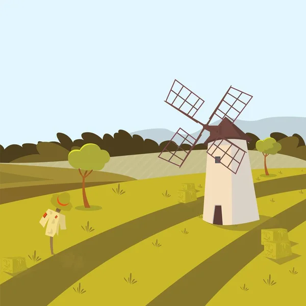 Vector concept image farming rural landscape — Stock Vector