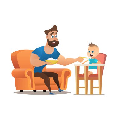 Vektör çizgi film illüstrasyon kavramı mutlu baba