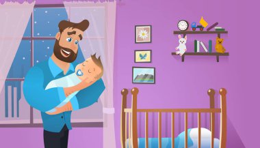 Vektör çizgi film illüstrasyon kavramı mutlu baba