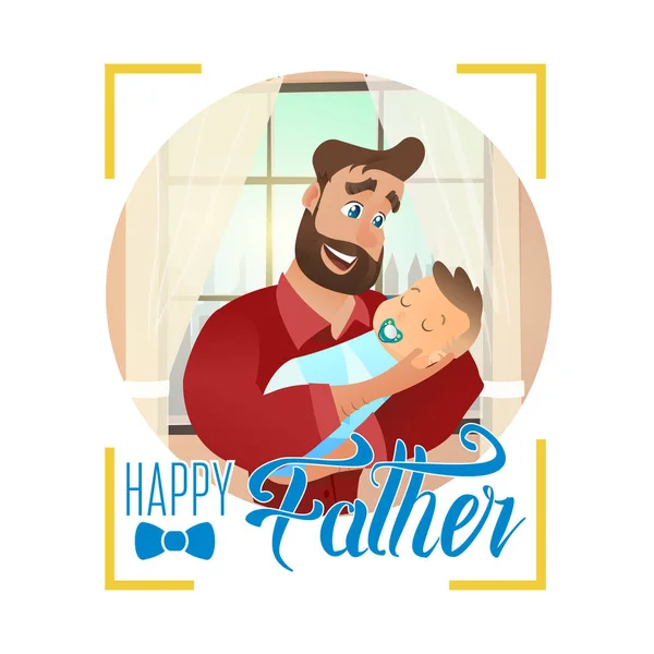 Vector Cartoon Illustration Concept Happy Father — Stock Vector