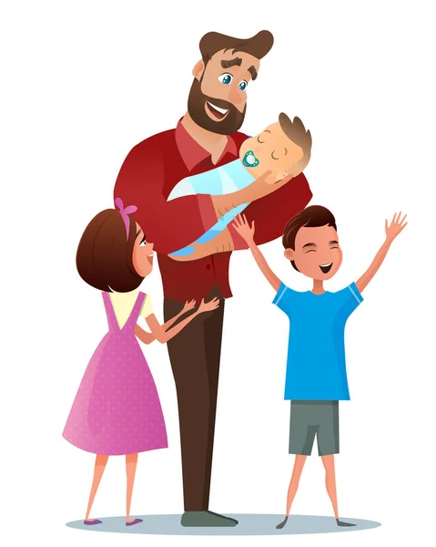 Vektor tecknad Illustration konceptet lycklig familj — Stock vektor