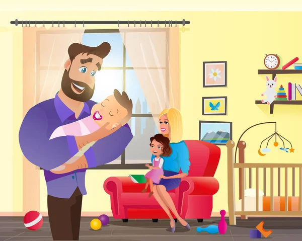 Vektor kreslené ilustrace koncept šťastná rodina — Stockový vektor