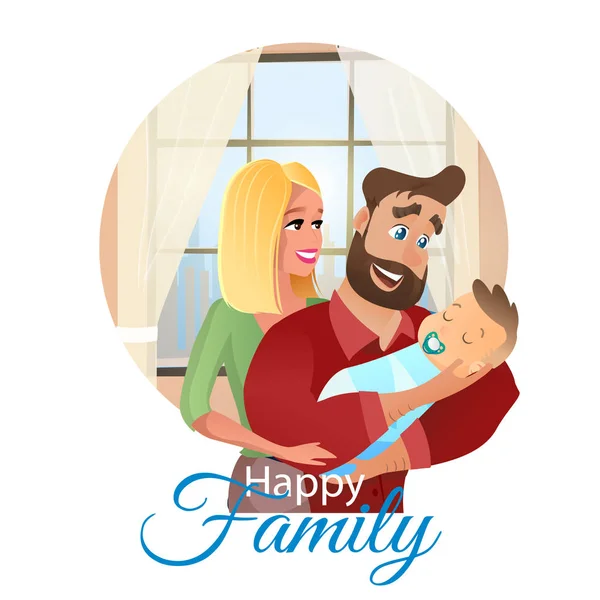 Vector Cartoon Illustration Concept Happy Family — Stock Vector