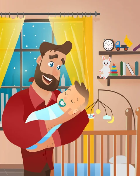 向量动画片例证概念快乐父亲 — 图库矢量图片