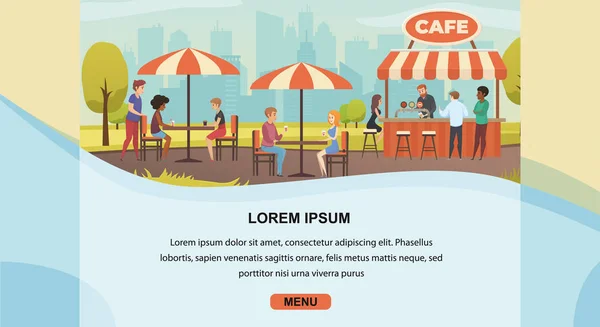 Restoran açık oturma vektör web sitesi ile — Stok Vektör