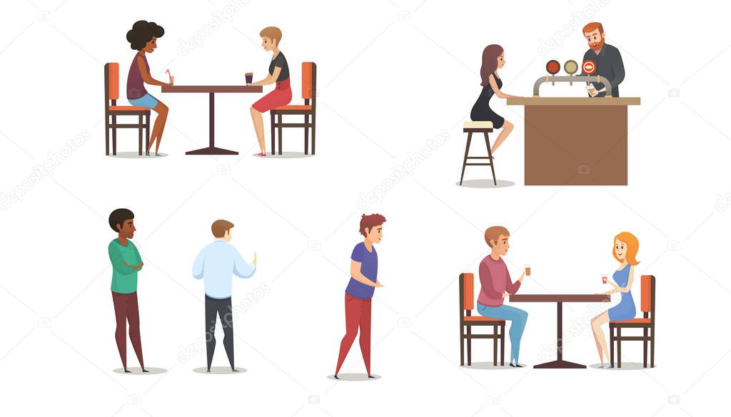Restaurant or Bar Multinational Clients Vector Set