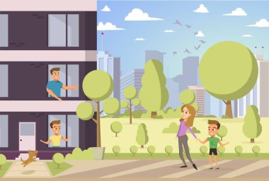 Vektör çizim karikatür mutlu aile kavramı