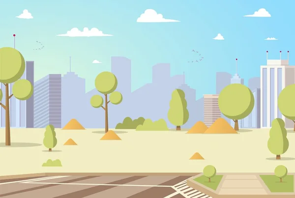 Vektorové ilustrace kreslené městský Park panoramat — Stockový vektor