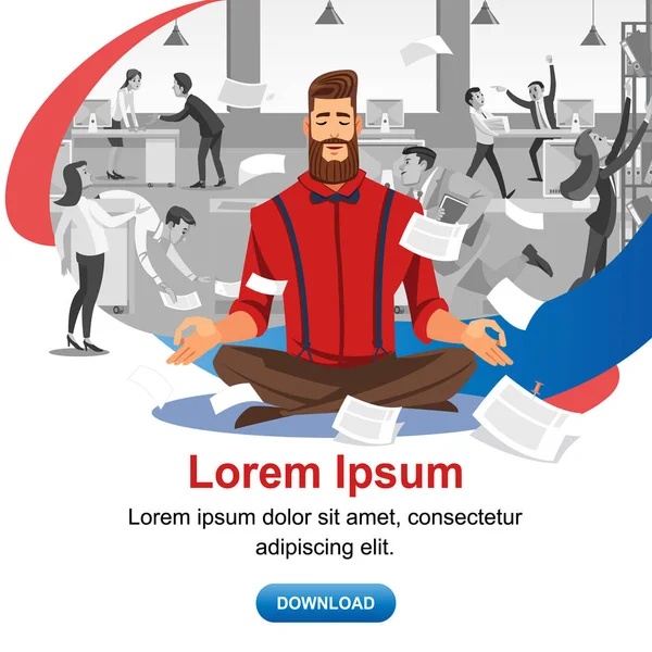 İşyeri vektör Web afiş, pratik Yoga — Stok Vektör