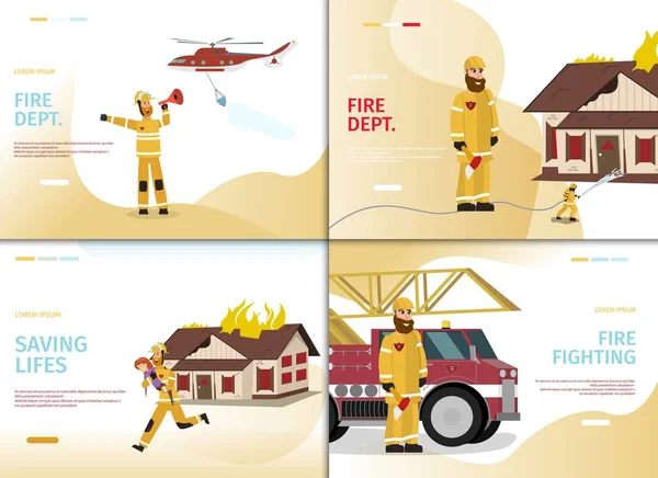 Vector Illustration Cartoon concept Firefighter — Stock Vector