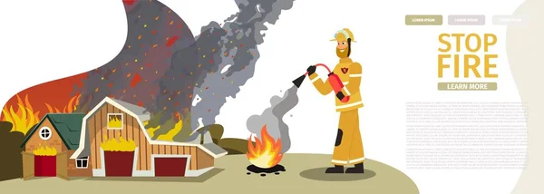 Векторна ілюстрація мультфільм пожежогасіння — стоковий вектор