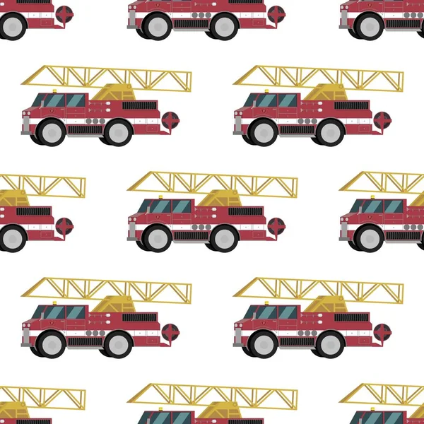 Vektor-Bild-Muster gruppiert rote Feuerwehrfahrzeuge — Stockvektor
