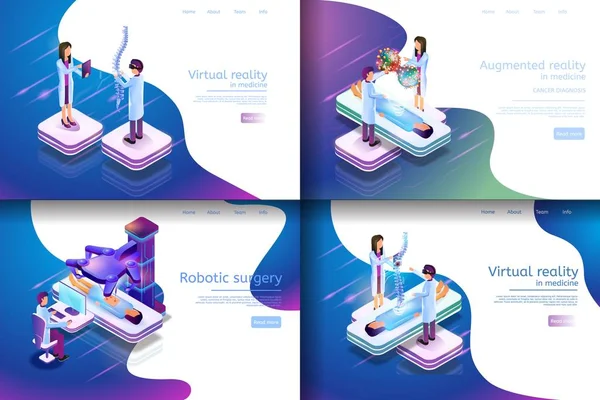 Isometric Illustration Virtual Medical Research - Stok Vektor