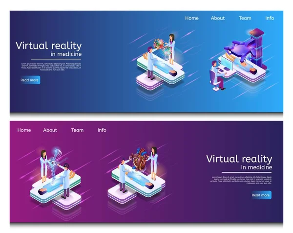 Isometric Illustration Virtual Medical Research - Stok Vektor