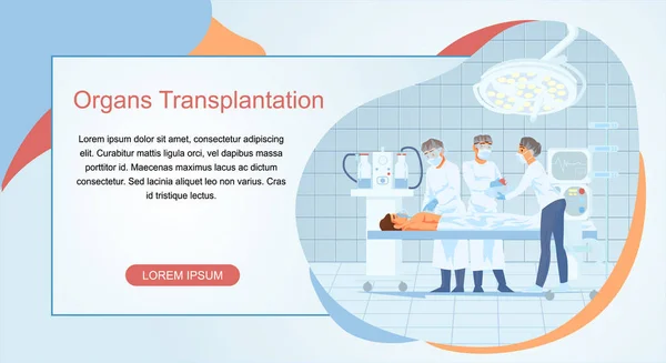 Organtransplantation Operation flacher Vektor Webseite — Stockvektor