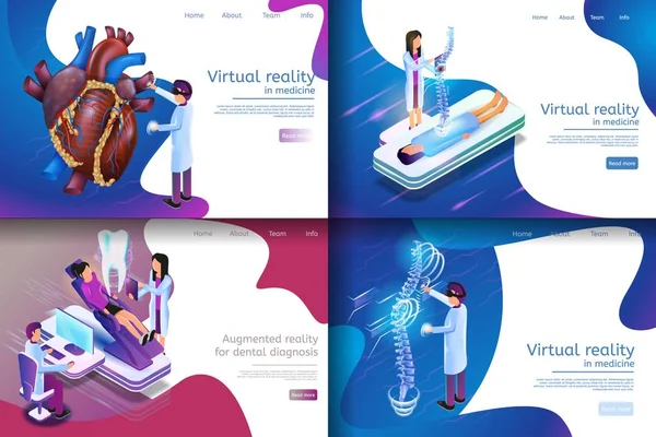 Isometrische Illustration virtuelle medizinische Forschung — Stockvektor
