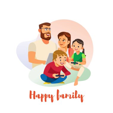 Mutlu aile zaman birlikte vektör kavramı harcama