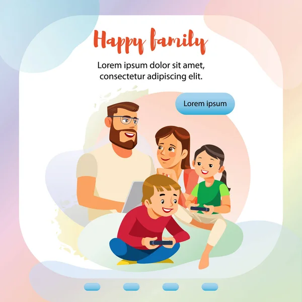 Happy Family Home Attività Web Banner Template — Vettoriale Stock