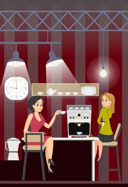 Obchodní žena pít káva odpočinek v kuchyni Office — Stockový vektor