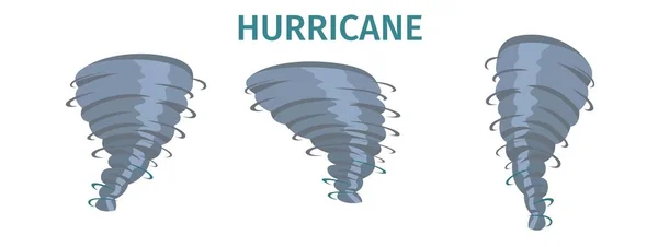 Turbine uragano, tornado turbinio piatto vettoriale set — Vettoriale Stock