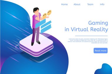 İzometrik afiş oyun 3D sanal gerçeklik
