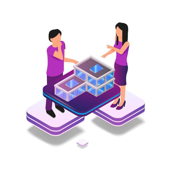 Изометрический образ дополненной реальности для архитектора
