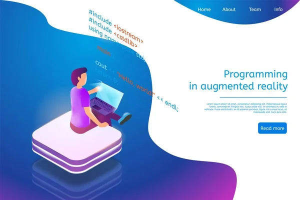 Isometrische Banner programmering in Augmented Reality — Stockvector