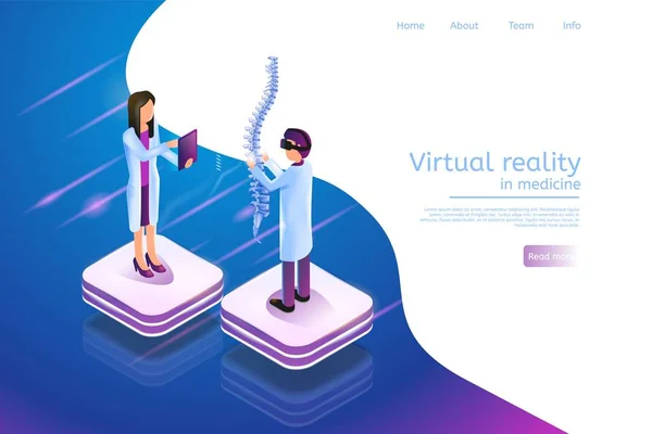 Izometryczne transparent wirtualnej rzeczywistości w medycynie 3d — Wektor stockowy