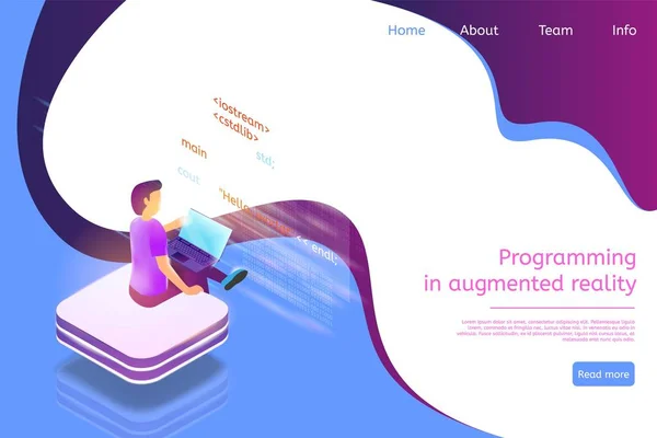 Programação de banner isométrico em realidade aumentada —  Vetores de Stock