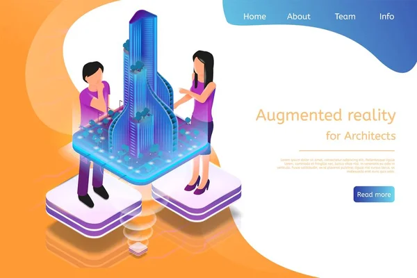 Isometrische Banner Augmented Reality voor architecten — Stockvector