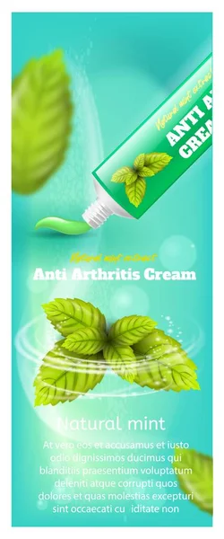 Banner Anti Artritis Crema Extracto de menta natural — Vector de stock