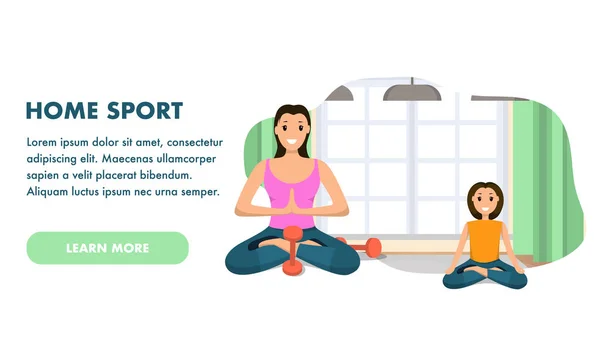 Moeder en dochter betrokken Sport die zich bezighouden met Yoga — Stockvector