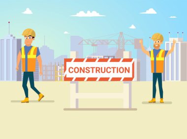 Modern şehir İnşaat Site düz vektör kavramı