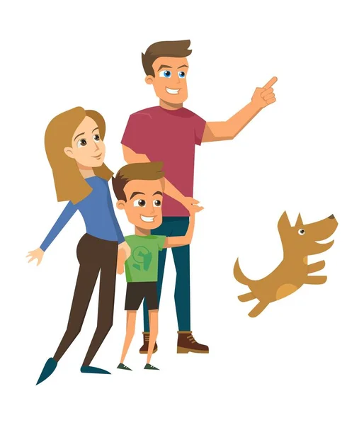 Vector plano aislado del paseo de la familia feliz concepto — Vector de stock