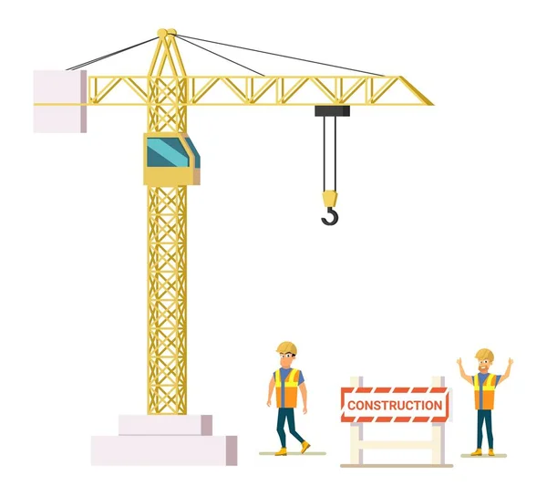 Construtores na Ilustração do Vetor do Sítio de Construção — Vetor de Stock