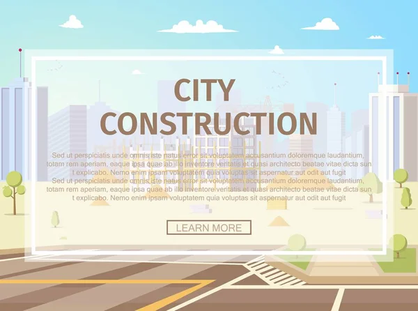 Proyecto de Infraestructura Urbana Página Web de Vector Plano — Vector de stock